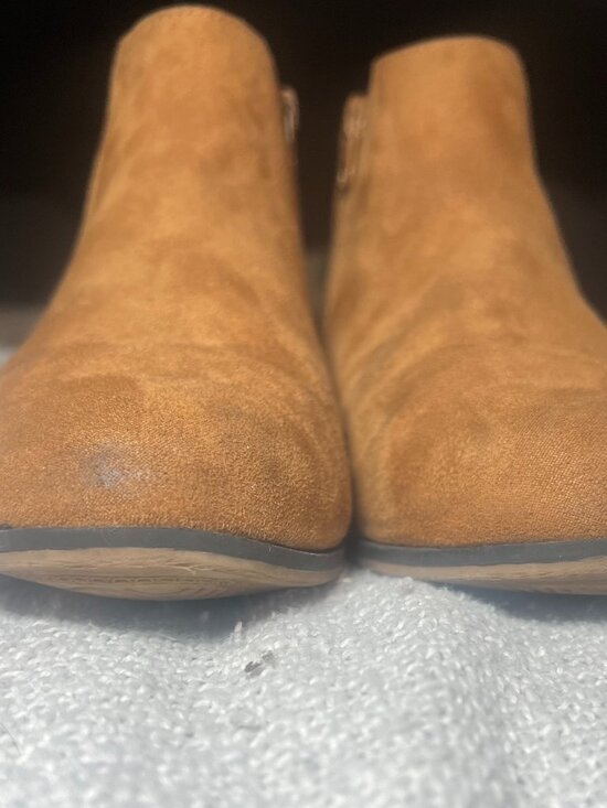 Cat & Jack Other - Girls' Tan Faux Suede Ankle Boots Side Zip Low Heel Booties Kids Size 4